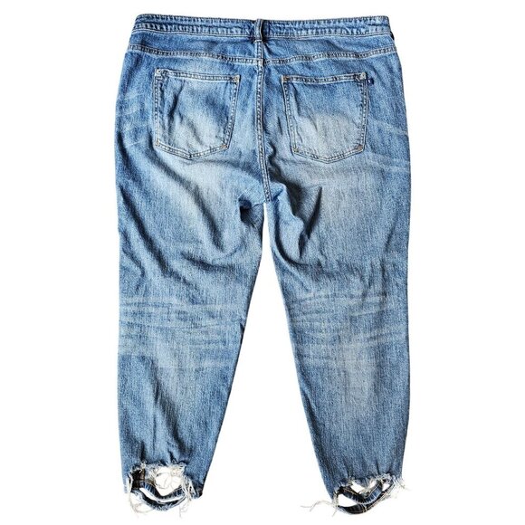 Pilcro Anthropologie Heritage Boyfriend Distressed Blue Crop Jeans Frayed Hem 16 - Picture 2 of 14